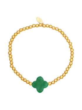 Gold Clover Beads Bracelet / Green