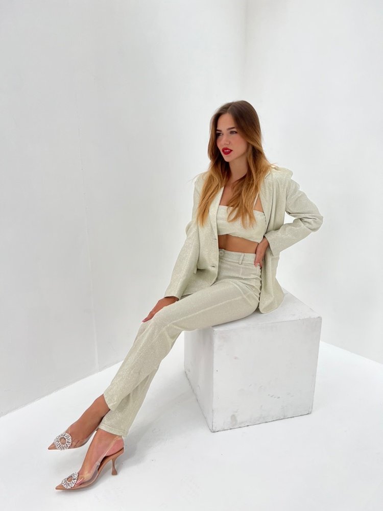 Olivia Glitter Blazer / Beige