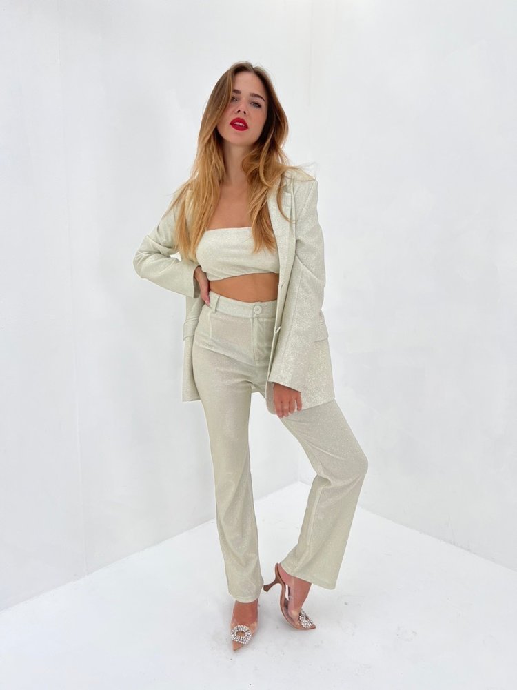 Olivia Glitter Blazer / Beige