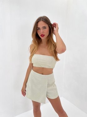 Dunia Glitter Bandeau Top / Beige