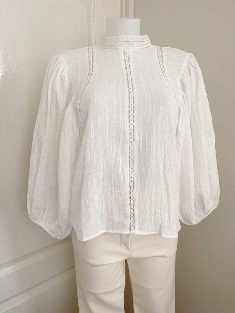 Lorna Balloon Sleeve Blouse / White