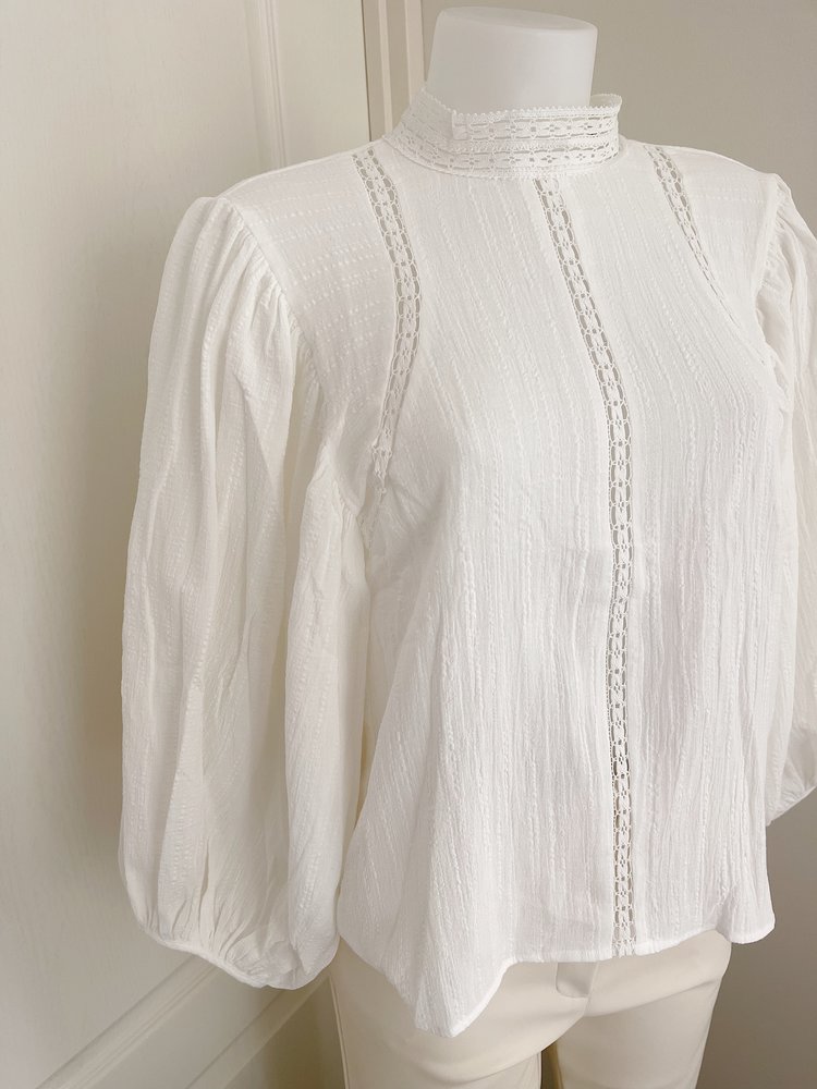 Lorna Balloon Sleeve Blouse / White