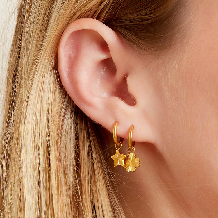 Gold Textured Star Earrings