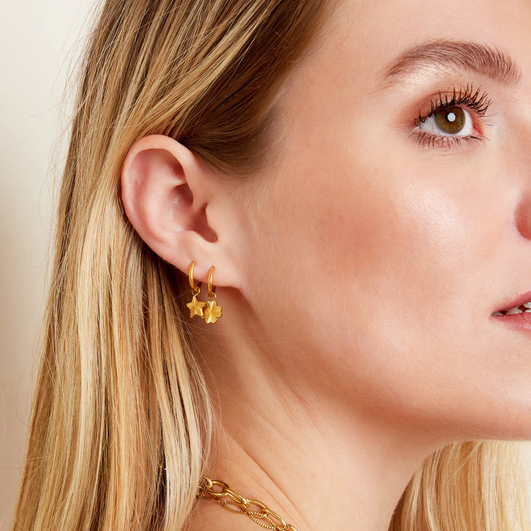 Gold Textured Star Earrings