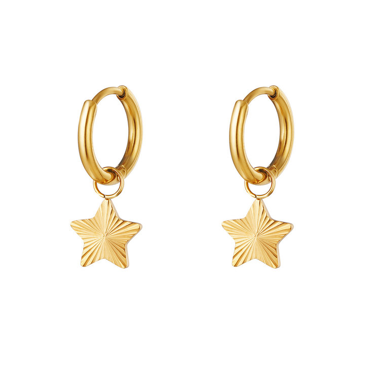 Gold Textured Star Earrings