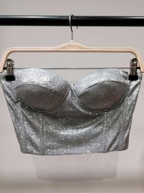 Ivy Glitter Corset Top / Silver