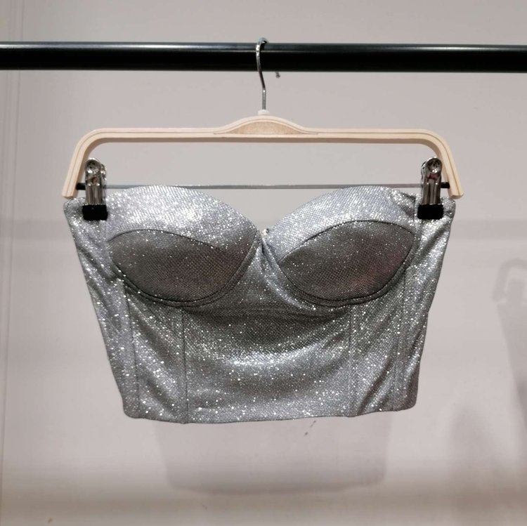 Ivy Glitter Corset Top / Silver