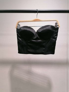 Love Satin Corset Top / Black