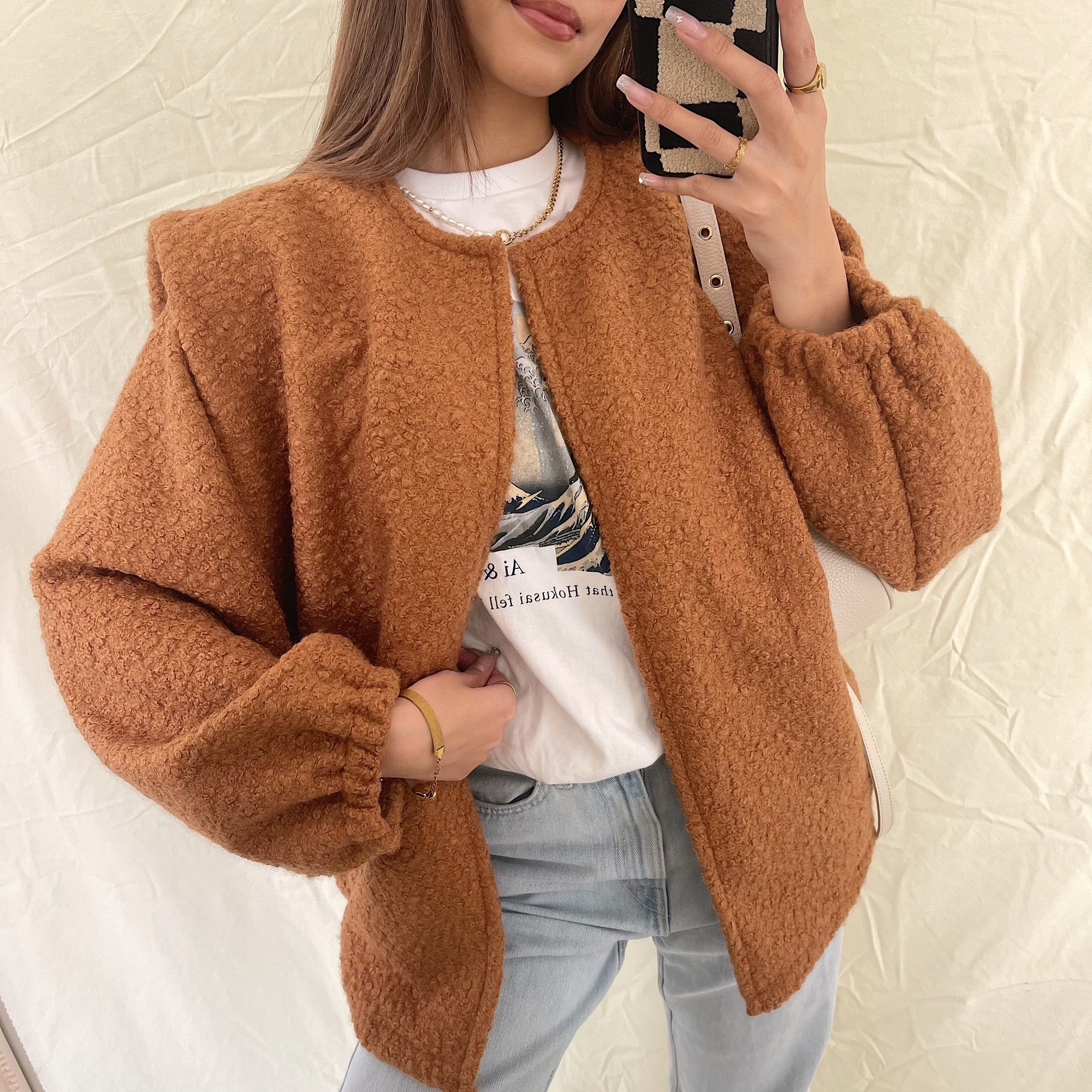 Oversized Teddy Bear Zipup Jacket - Camel – Pomkin