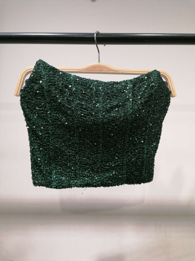 Malin Sequin Corset Top / Green