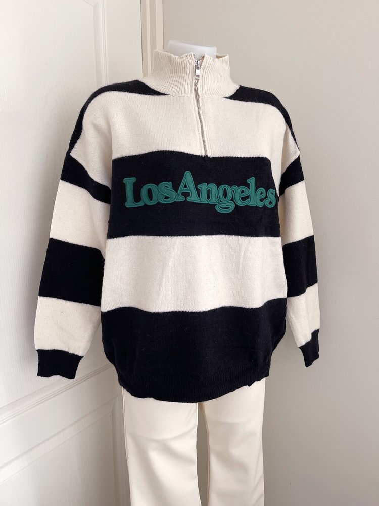 Los Angeles Zip Sweater / Black & Ecru