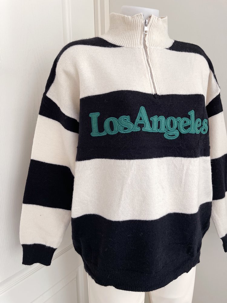 Los Angeles Zip Sweater / Black & Ecru