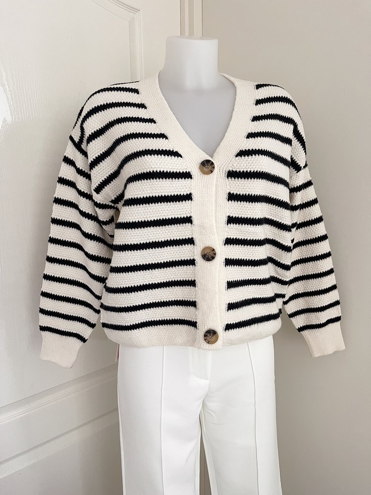 Nana Striped Cardigan / Black