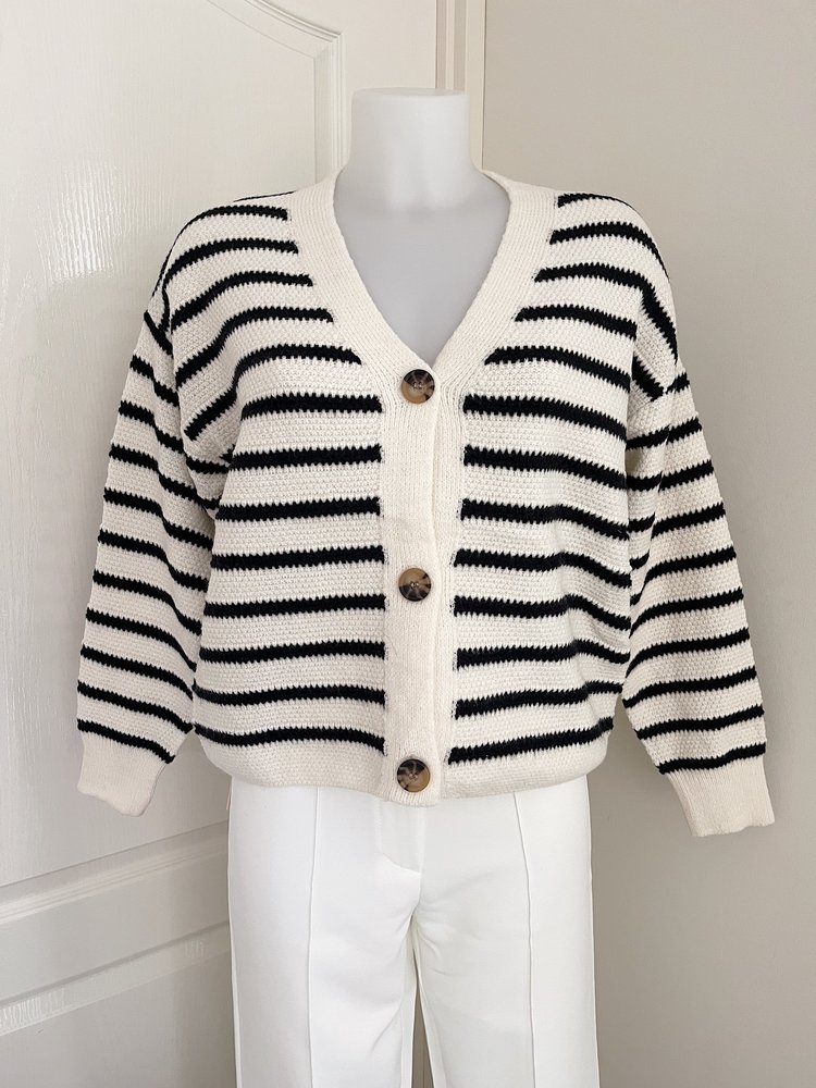 Nana Striped Cardigan / Black