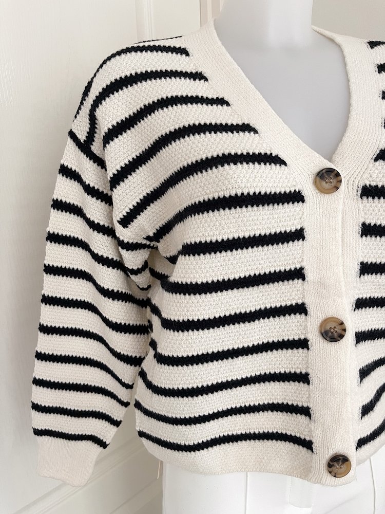 Nana Striped Cardigan / Black