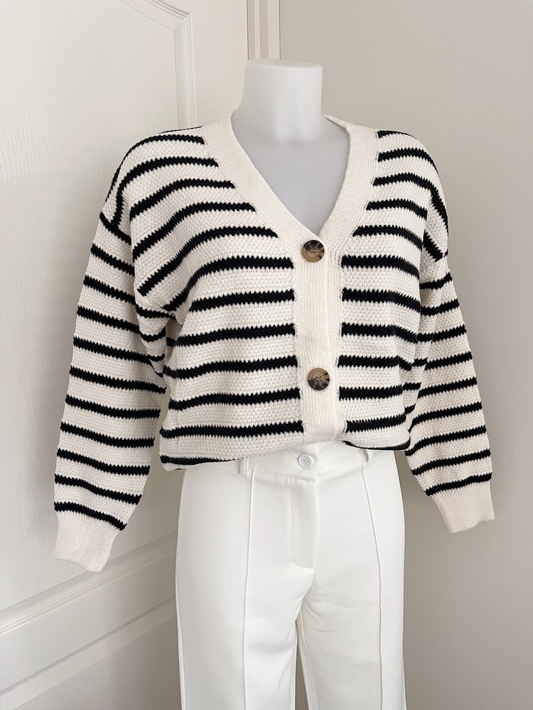 Nana Striped Cardigan / Black