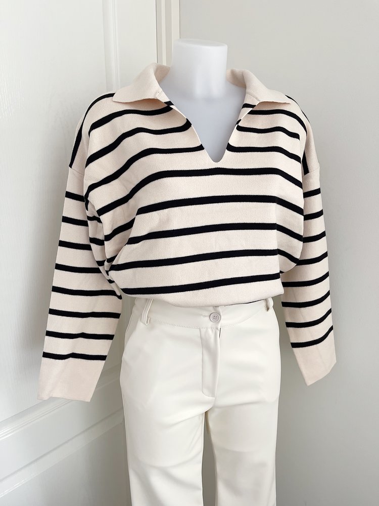 Tsuna Striped Sweater / Beige & Black