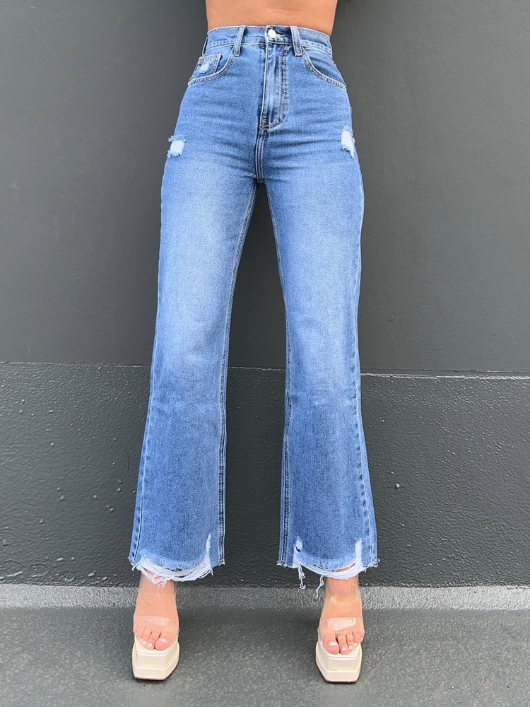Zora Wide Leg Jeans / Mid Blue