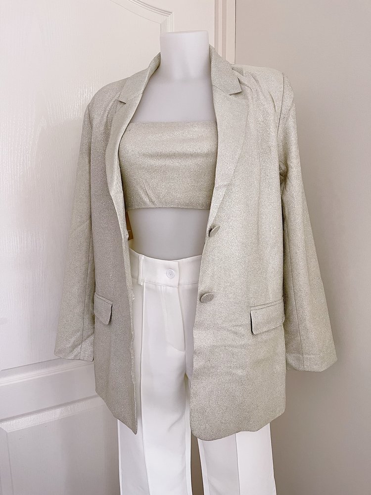 Olivia Glitter Blazer / Beige