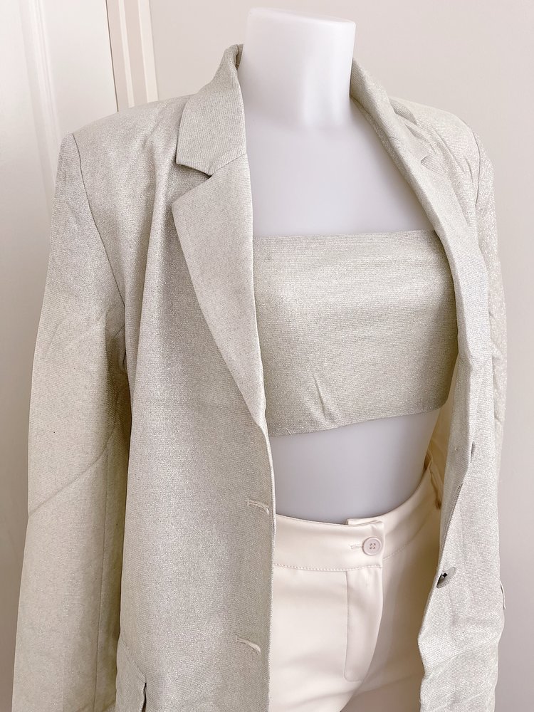 Olivia Glitter Blazer / Beige