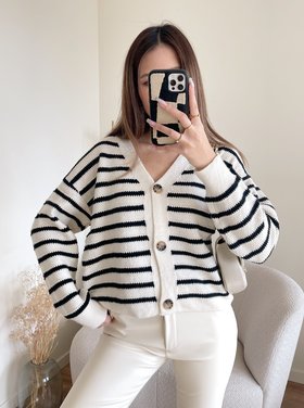 Nana Striped Cardigan / Black