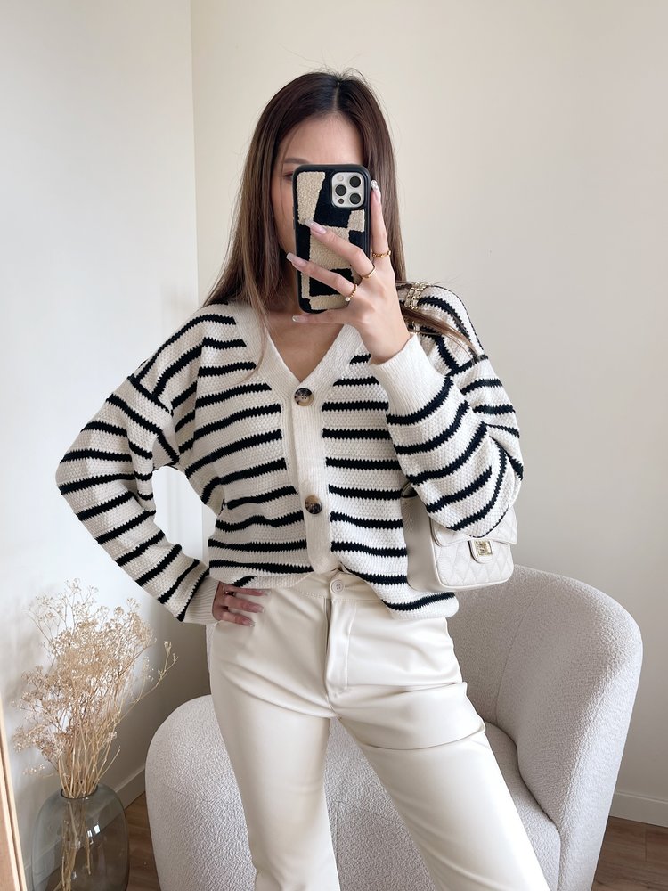 Nana Striped Cardigan / Black