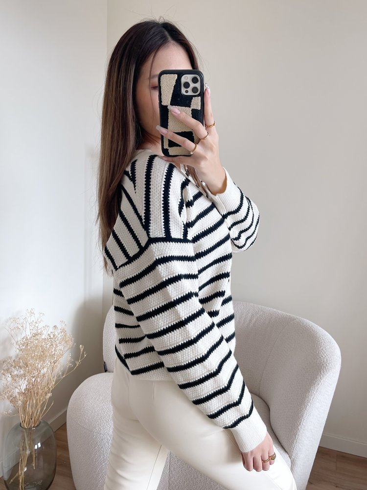 Nana Striped Cardigan / Black