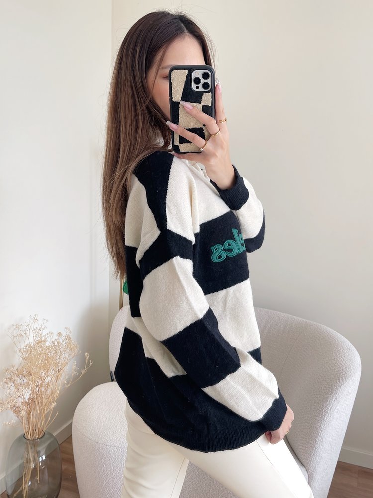 Los Angeles Zip Sweater / Black & Ecru