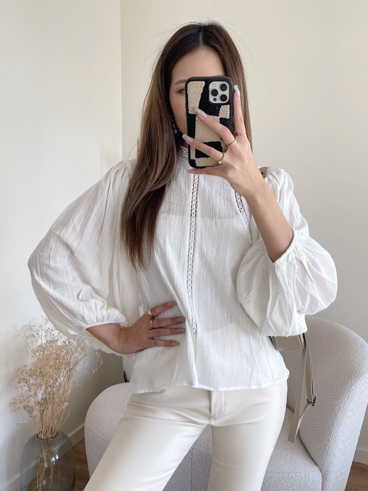 Lorna Balloon Sleeve Blouse / White