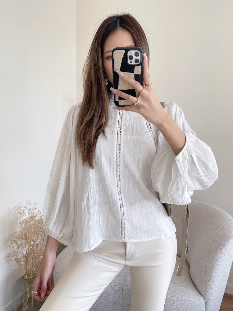 Lorna Balloon Sleeve Blouse / White