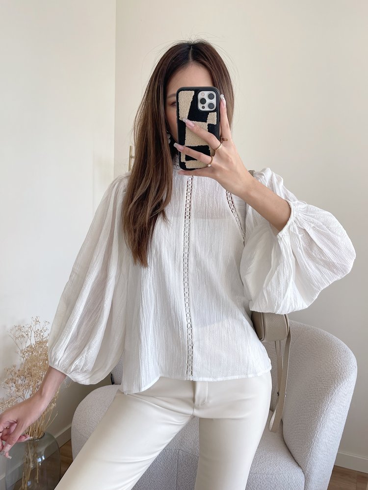 Lorna Balloon Sleeve Blouse / White