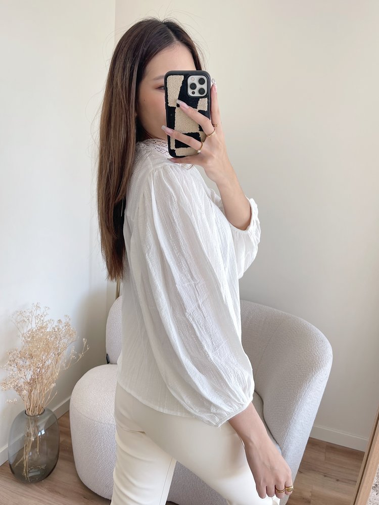 Lorna Balloon Sleeve Blouse / White