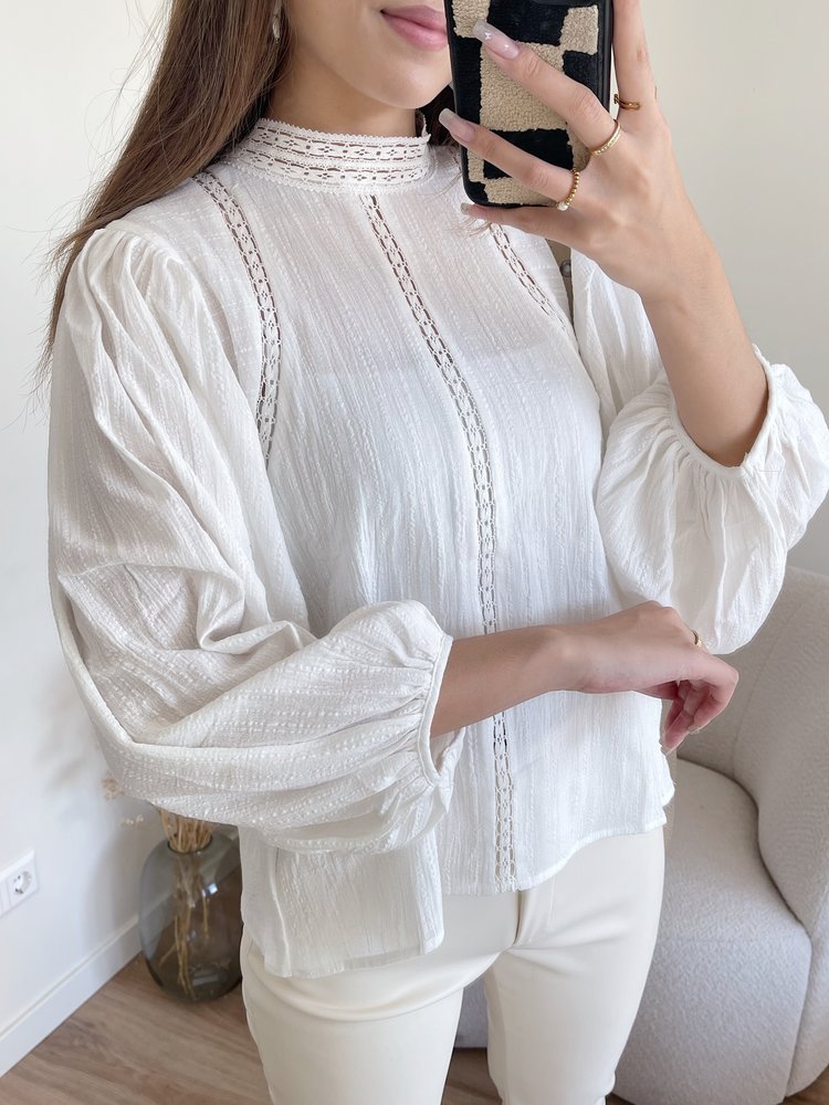 Lorna Balloon Sleeve Blouse / White