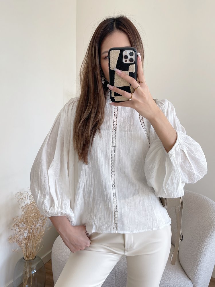 Lorna Balloon Sleeve Blouse / White