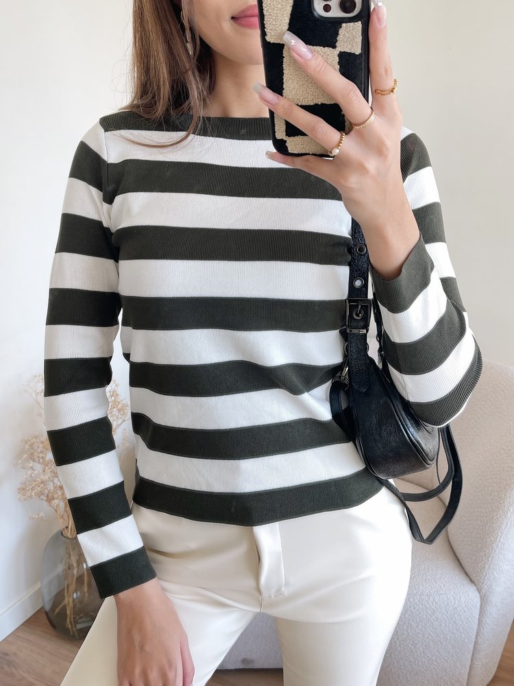 Ersa Striped Top / Dark Olive