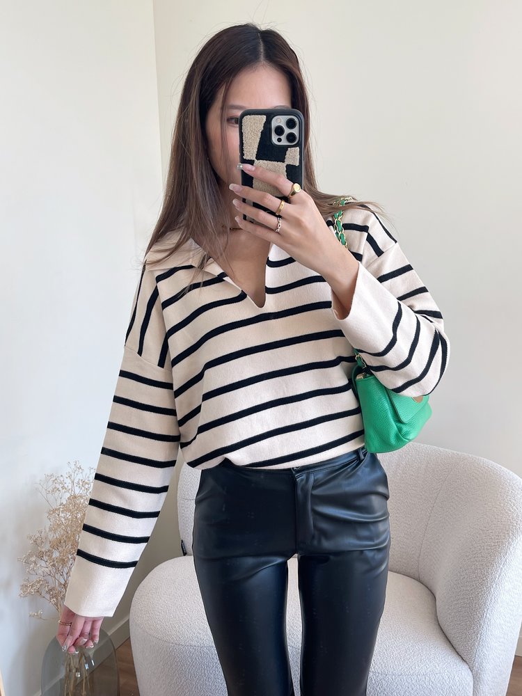 Tsuna Striped Sweater / Beige & Black