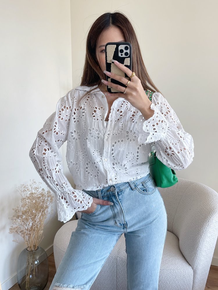 Penney Embroidered Blouse / White