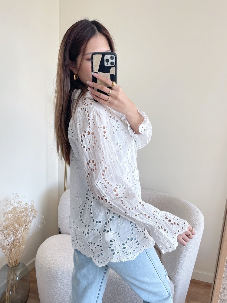 Penney Embroidered Blouse / White