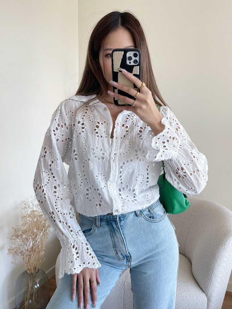 Penney Embroidered Blouse / White