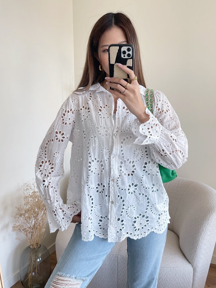 Penney Embroidered Blouse / White