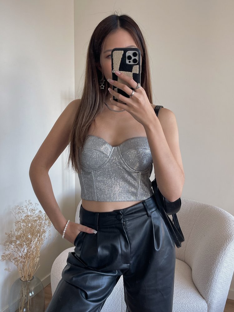 Ivy Glitter Corset Top / Silver