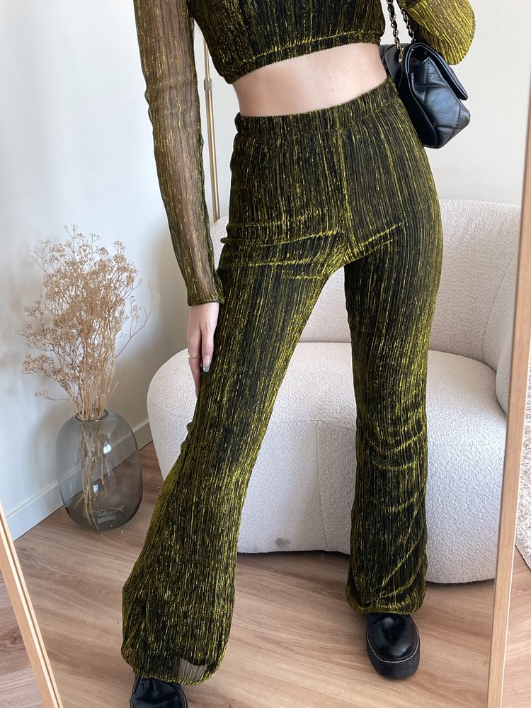 Dulcia Lurex Flared Trousers / Gold