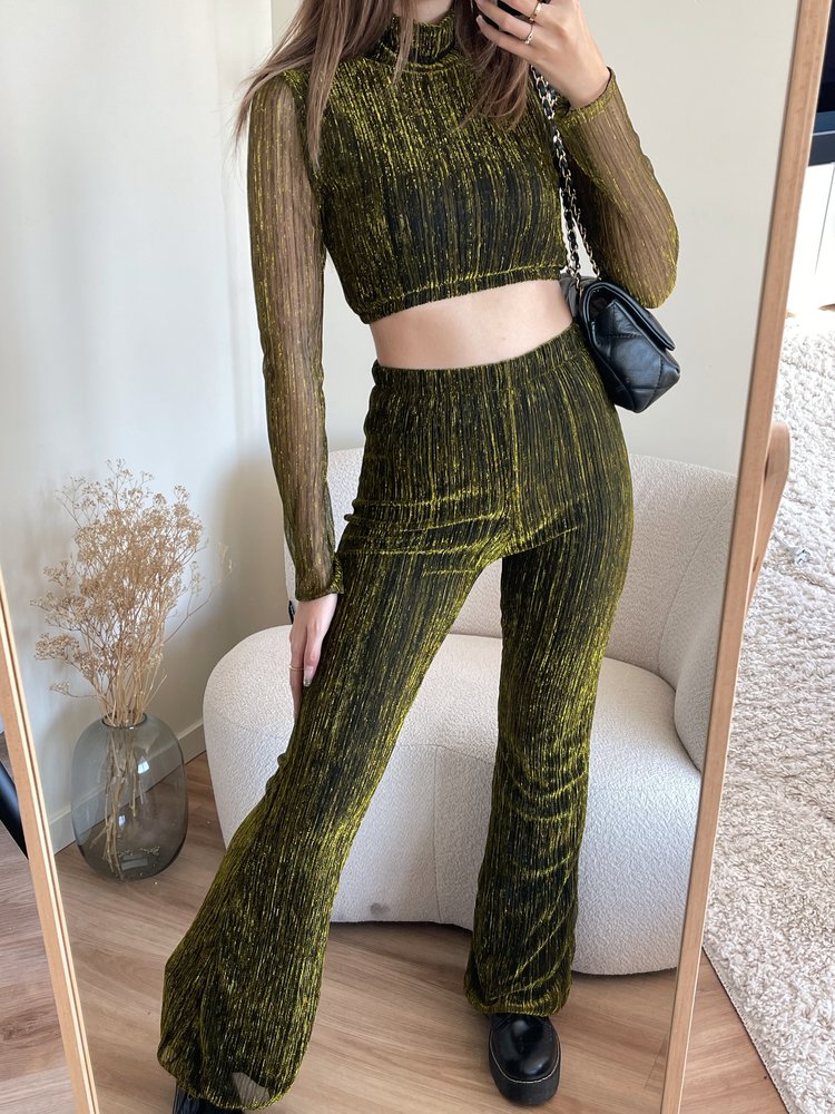 Dulcia Lurex Flared Trousers / Gold