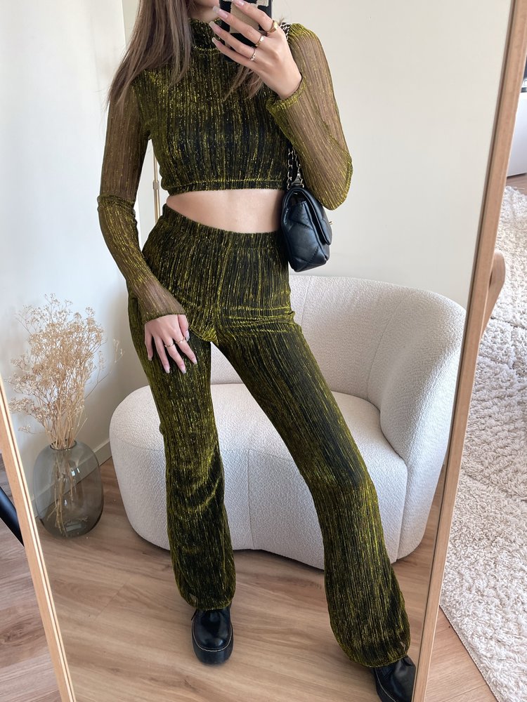 Dulcia Lurex Flared Trousers / Gold