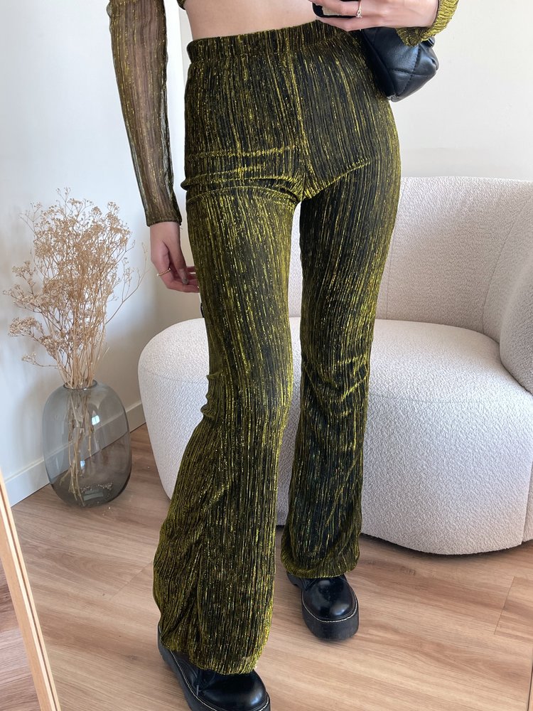 Dulcia Lurex Flared Trousers / Gold