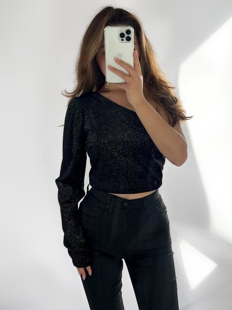 Chandra Glitter Crop Top / Black