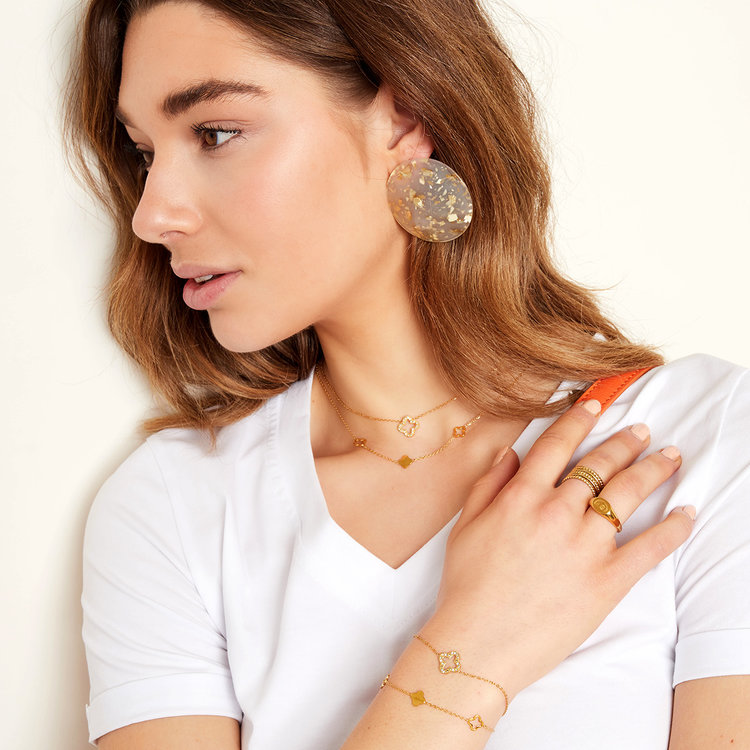 Gold Zircon Clover Bracelet