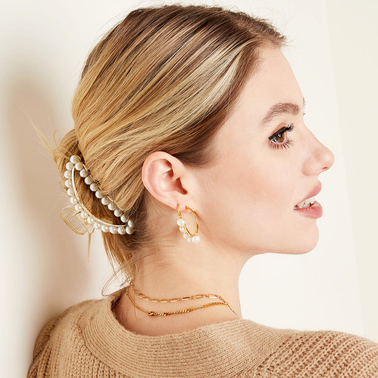 Roza Pearl Hair Claw / White