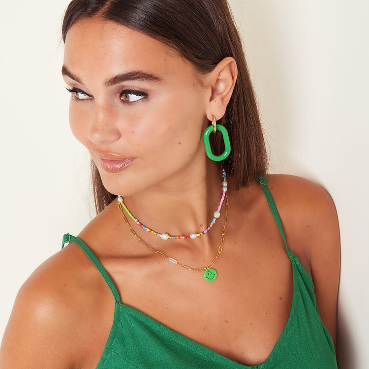 Pastel Beads & Pearls Necklace  / Multi