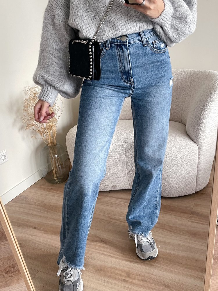 Zora Wide Leg Jeans / Mid Blue